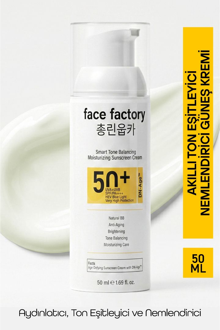 Akıllı Ton Eşitleyici Güneş Kremi SPF 50+ Nemlendirici Mavi Işık Korumalı ve Anti-Aging (DN-Age™)